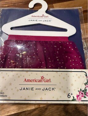NEW American Girl Janie & Jack Twinkling Tulle Skirt 18”Doll Magenta Gold A998